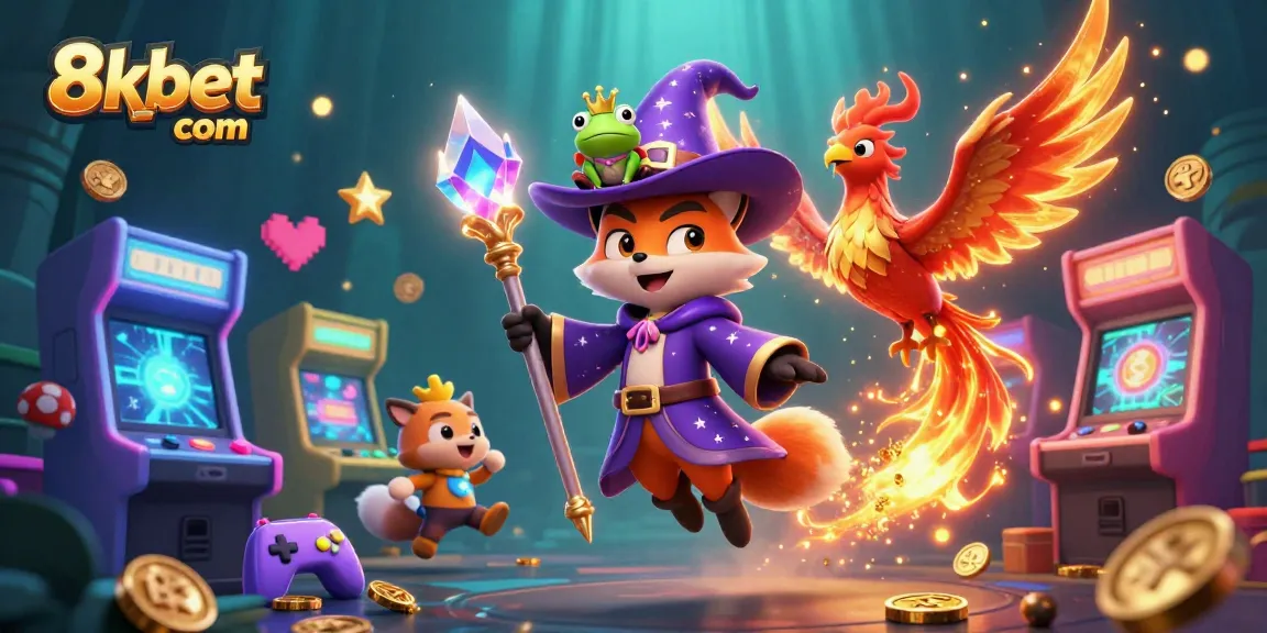 Winning strategies at 8xbet com illustrated with colorful gaming characters and elements.