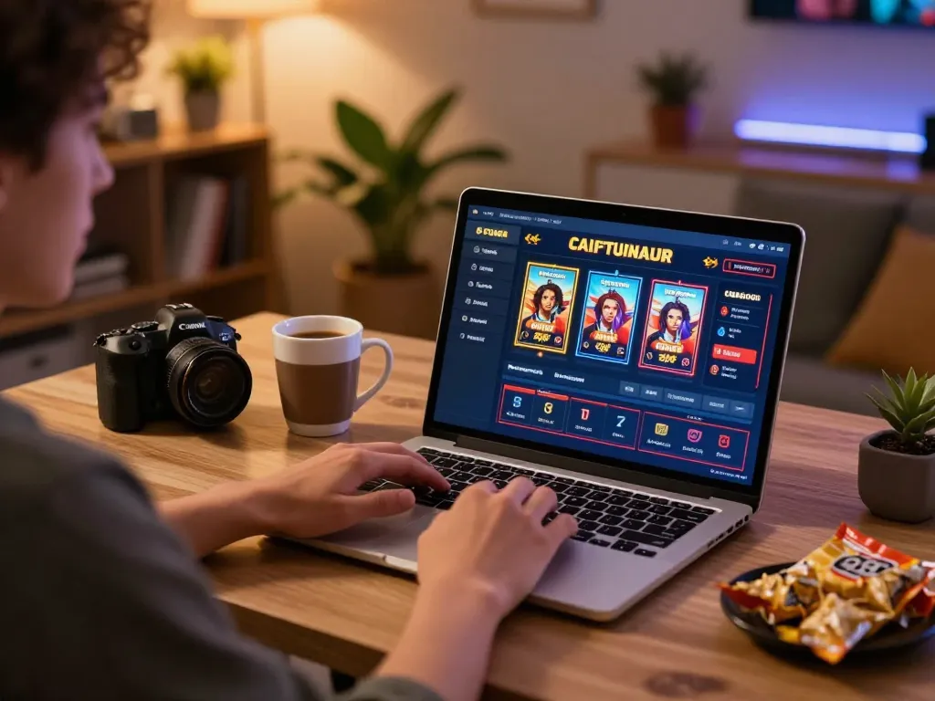 Engaging in online gameplay with slot depo 1000, showcasing a strategic home gaming setup for casual gamblers.