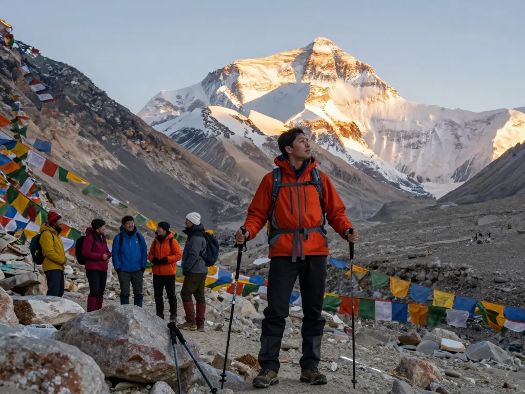 Epic scene of Everest Base Camp Trek with Helicopter Return showcasing the breathtaking Himalayan landscape.