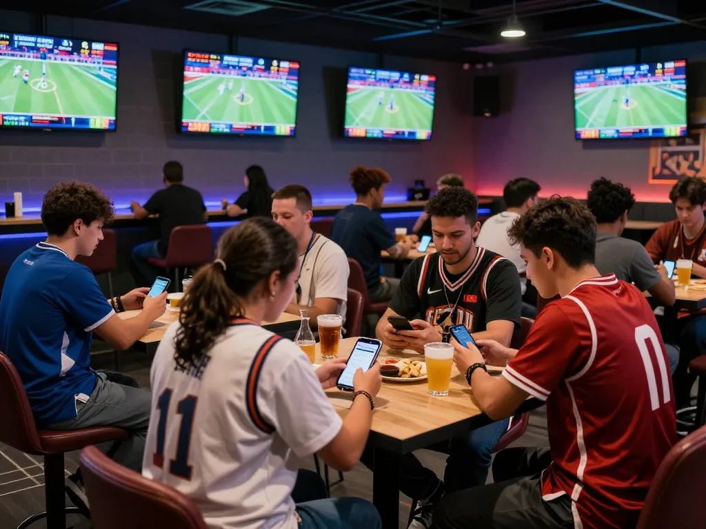 Excited bettors strategizing their next wager at llwin sports lounge during live games