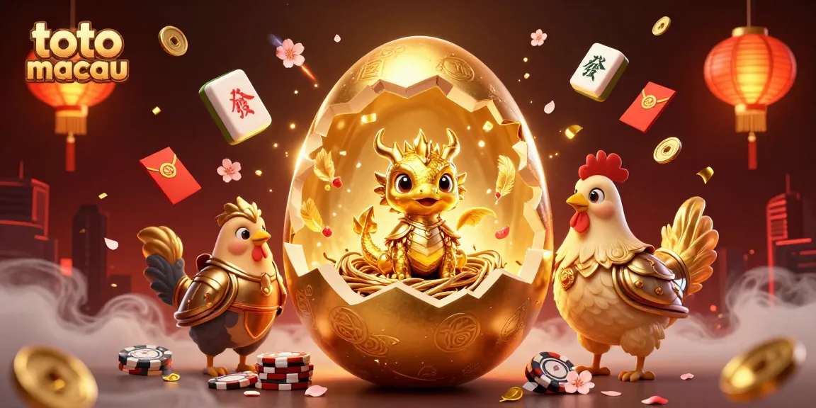 Menang di toto macau dengan ilustrasi naga emas dan cip poker yang menggoda