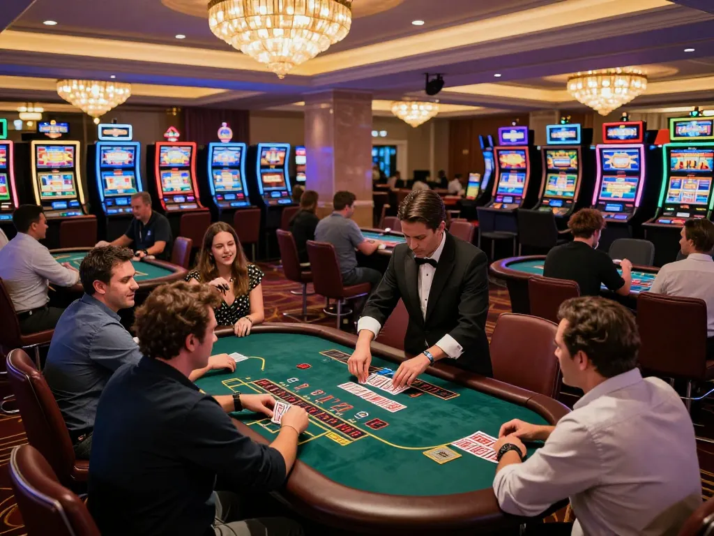Players eagerly engaging at the blackjack table at a win678 casino, showcasing high-stakes gameplay and professional dealers.
