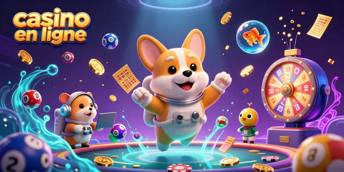 Casino en ligne : illustration 3D d'un corgi astronaute jouant dans un casino spatial.