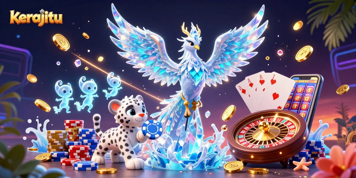 Menggali kerajitu dengan elang es dan sprite serta chip poker dalam suasana penuh keceriaan.
