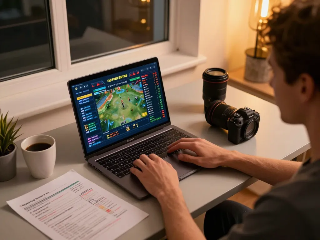 Siti non AAMS: Giocatore impegnato che utilizza un laptop per scommesse sportive online con quote visibili sullo schermo.