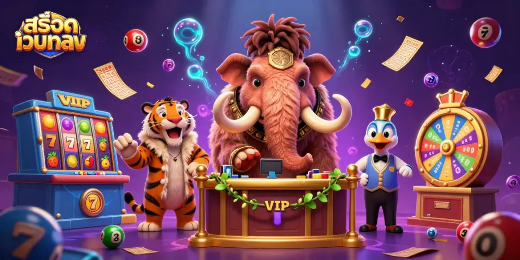 Engage with สล็อตเว็บตรง at a vibrant 3D casino scene featuring dynamic characters and elements.