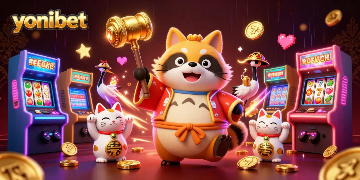 Experience the excitement of yonibet with cheerful characters and vibrant casino elements.