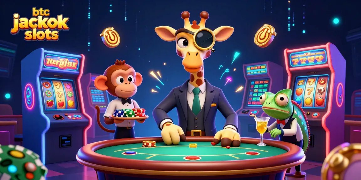 Experience the thrill of btc jackpot slots with vibrant characters and game elements in a dynamic casino scene.
