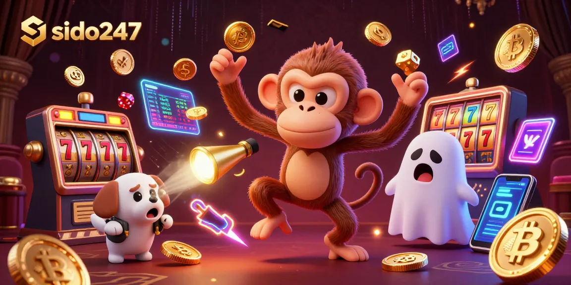 Experience thrilling gambling fun with sido247 in a vibrant casino scene featuring playful characters and rich details.