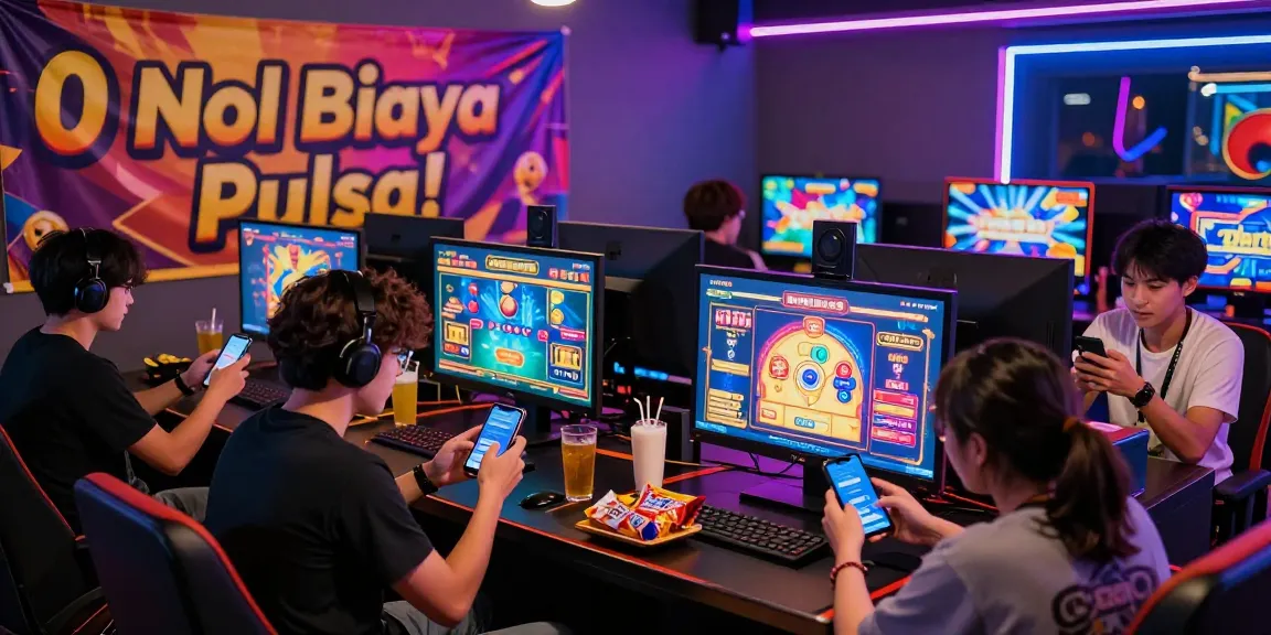 Engaged players using deposit pulsa tanpa potongan for online slots, vibrant gaming atmosphere with social interaction.