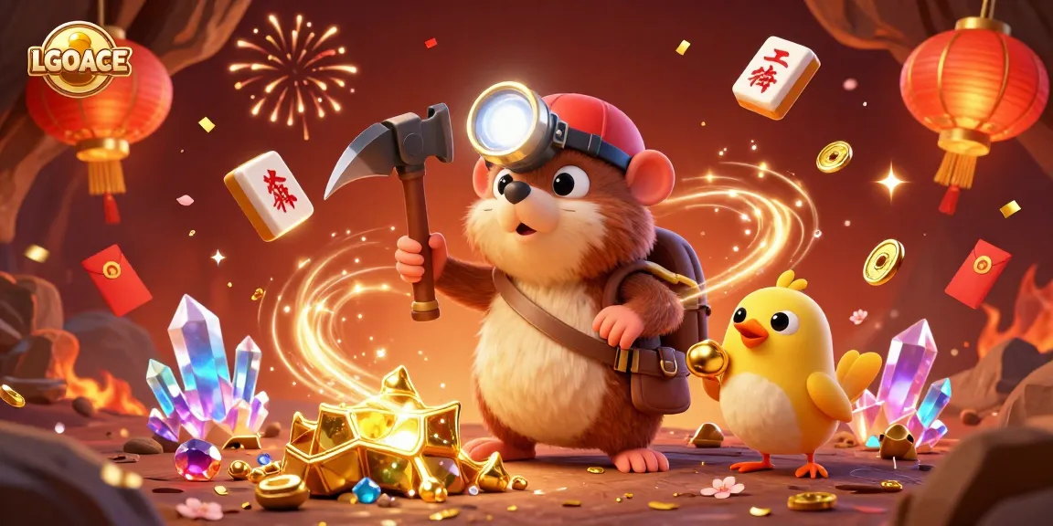 LGOACE offers exciting chances to win with a vibrant 3D treasure scene filled with golden gems and festive elements.