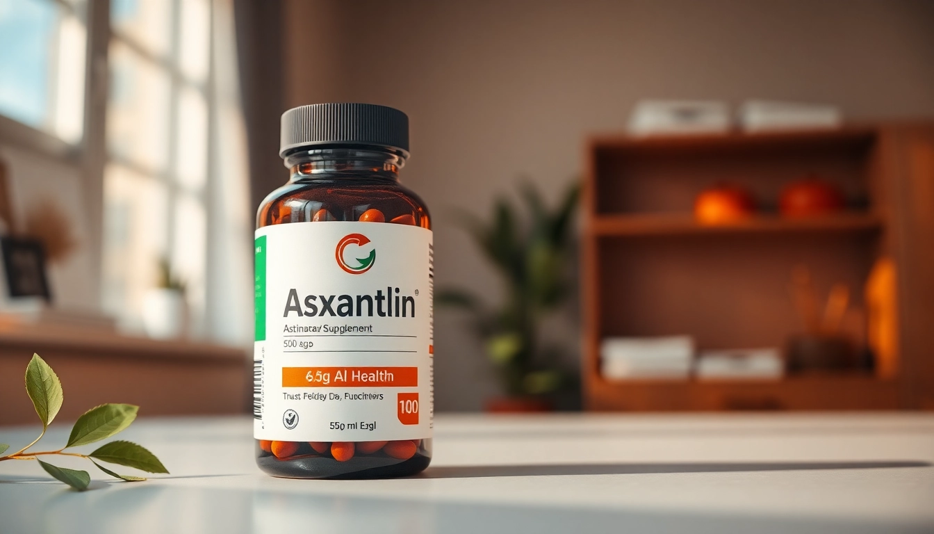 Explore the optimal astaxanthin dosage with supplements showcased in a professional setting.
