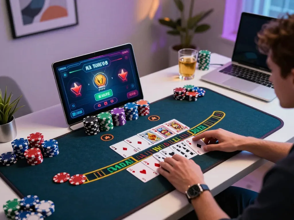 Players facing off at 555win's online blackjack table, engaging with animated cards and chips.