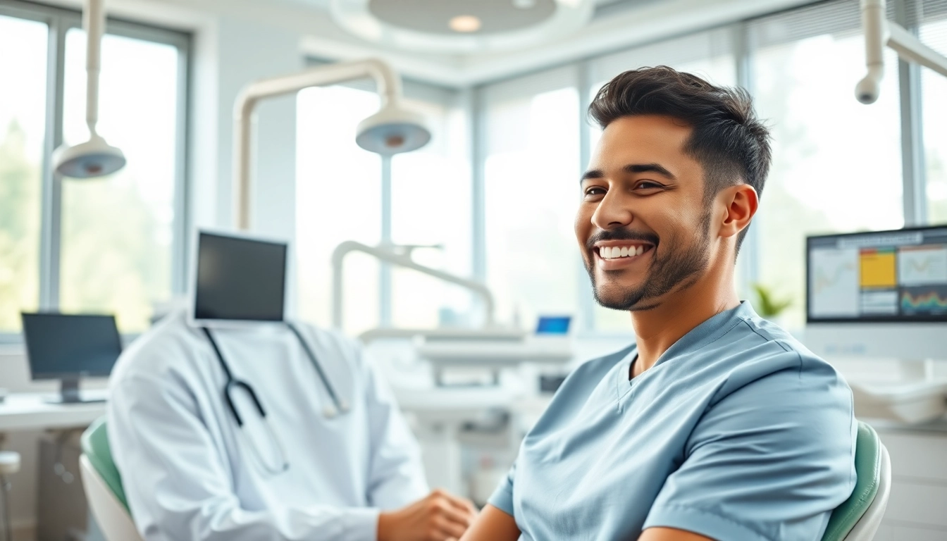 Engaging scene highlighting newsmilelife with a dental practitioner consulting a patient in a serene clinic atmosphere.