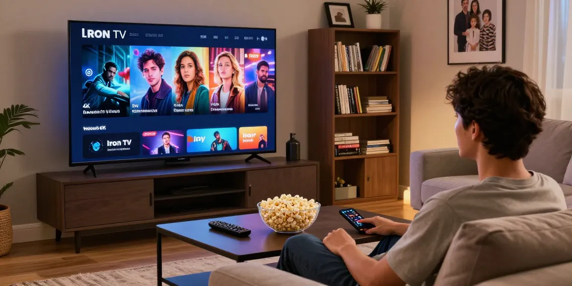 Enjoying Iron TV on a comfortable sofa with vibrant 4K visuals