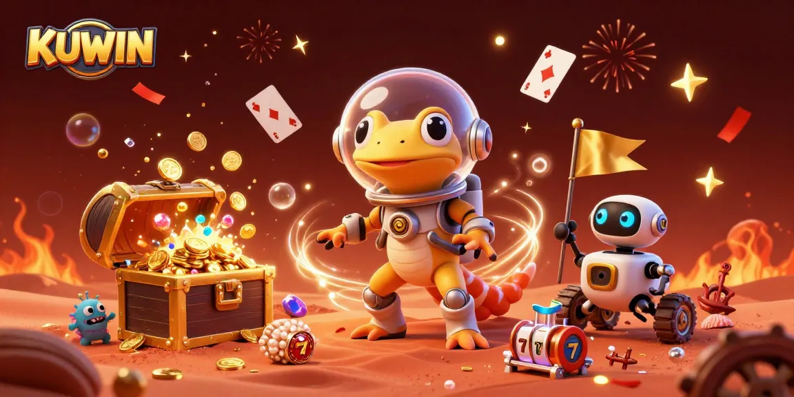 Experience the thrill of KUWIN's dynamic casino adventure with a Martian gecko in an alien world.