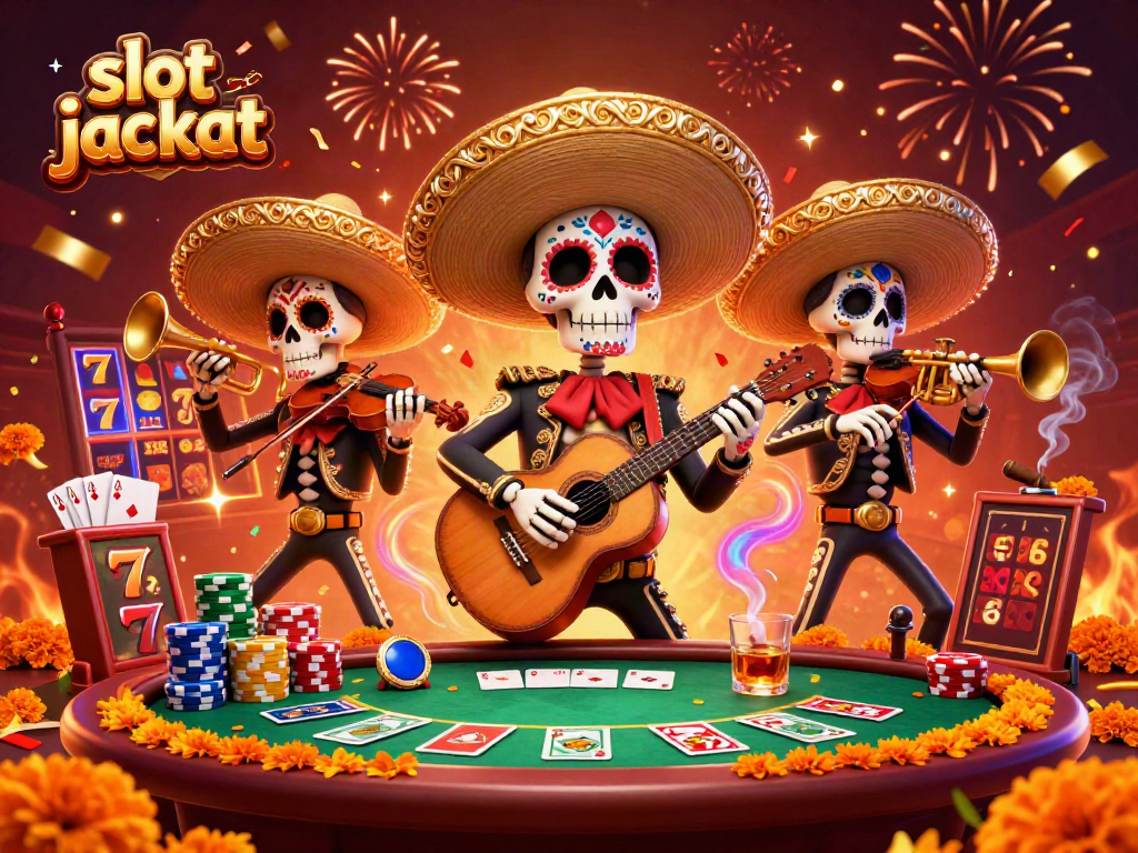 Experience the thrill of a slot jackpot with this lively mariachi band and colorful casino elements.