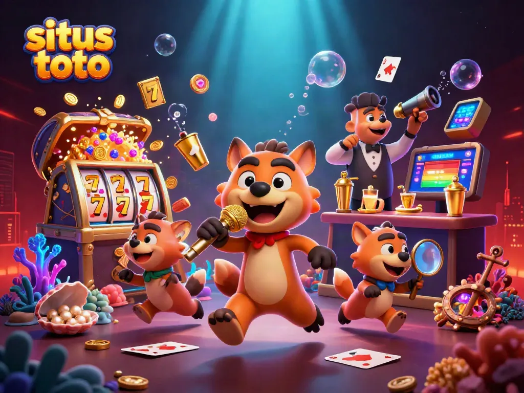 Experience events at situs toto with animated hyenas in a vibrant casino setting full of action.