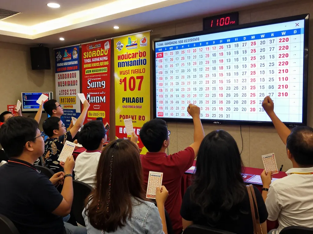 Live draw scene of HK Hari Ini showing players excitedly watching the latest lottery results