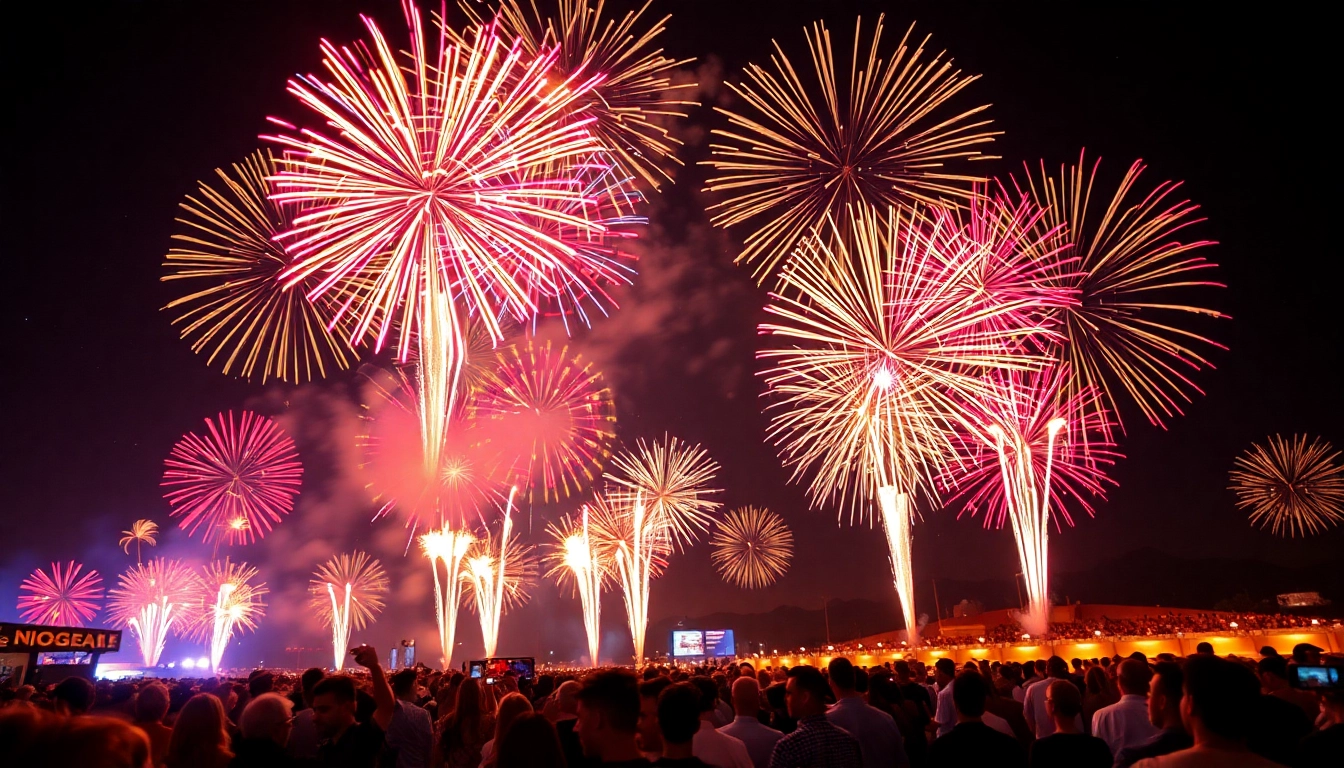 Exciting display of wholesale fireworks lighting up the night sky with vibrant colors.