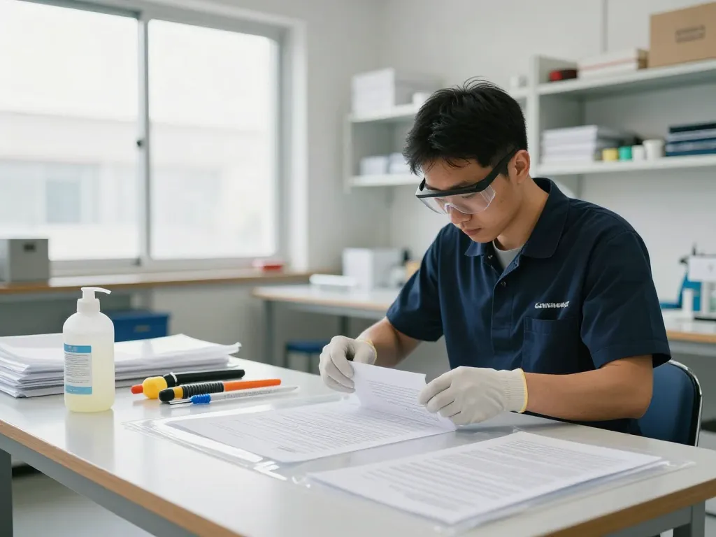 Expert technician demonstrating hướng dẫn bóc lớp ép plastic hà nội on important documents in a bright workshop.