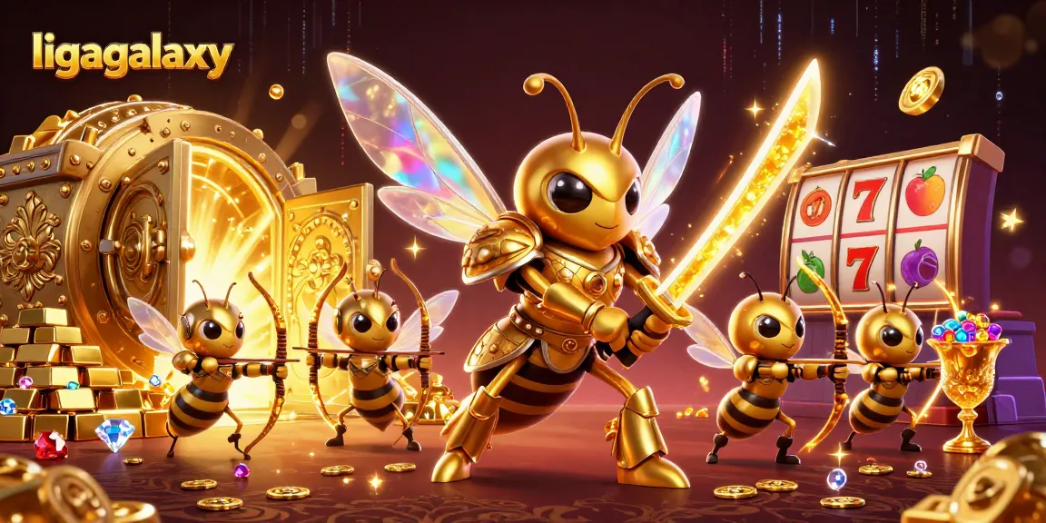 Permainan slot menarik di ligagalaxy dengan karakter kartun lebah emas dalam pertempuran