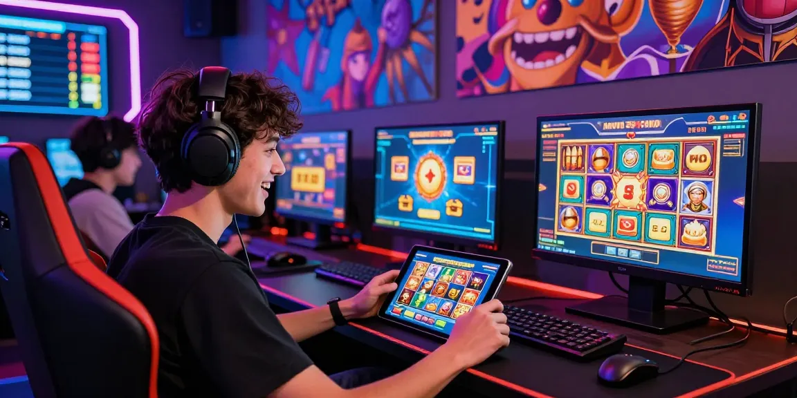 Player enjoying slot depo 5000 games in a vibrant online gaming environment with live updates and engaging decor.