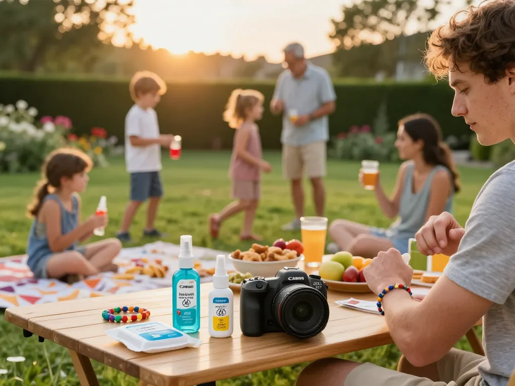 Family enjoying a barbecue while using the best mosquito repellent for outdoor protection.