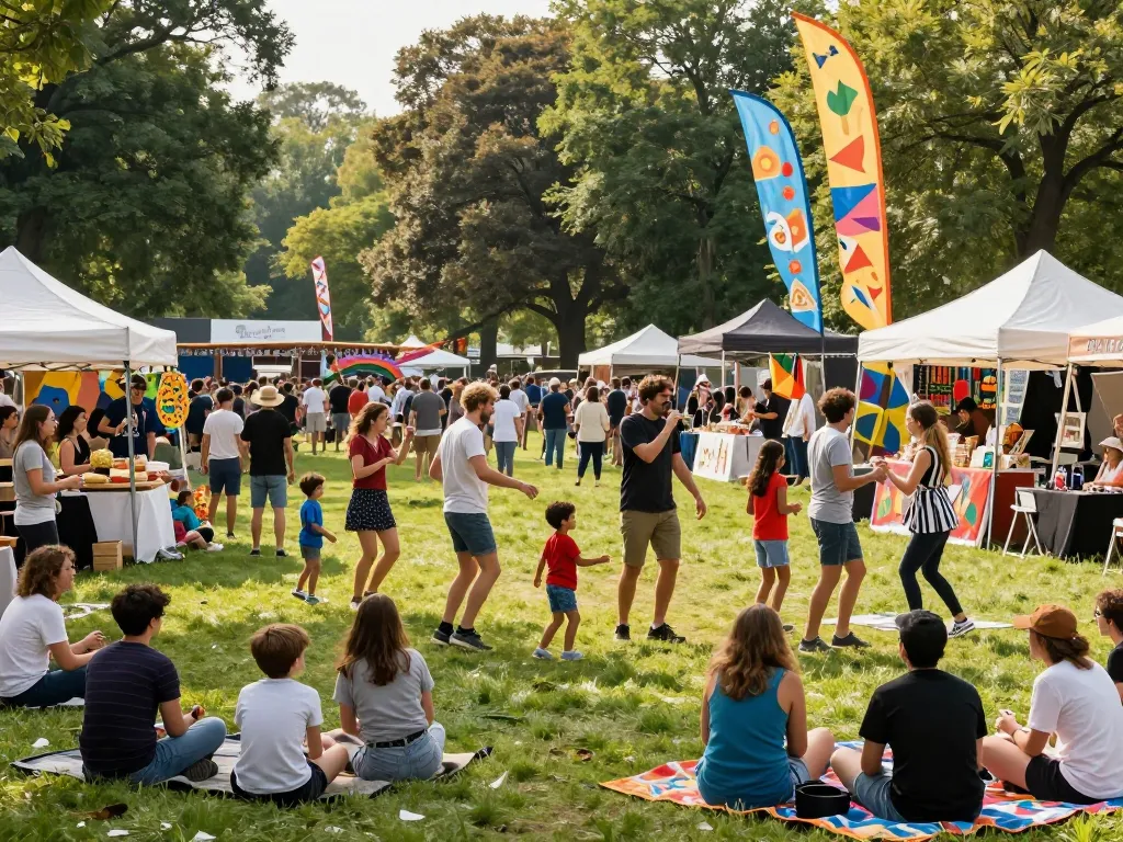 Huge crowds and global attention at vibrant outdoor festival with diverse participants enjoying performances.