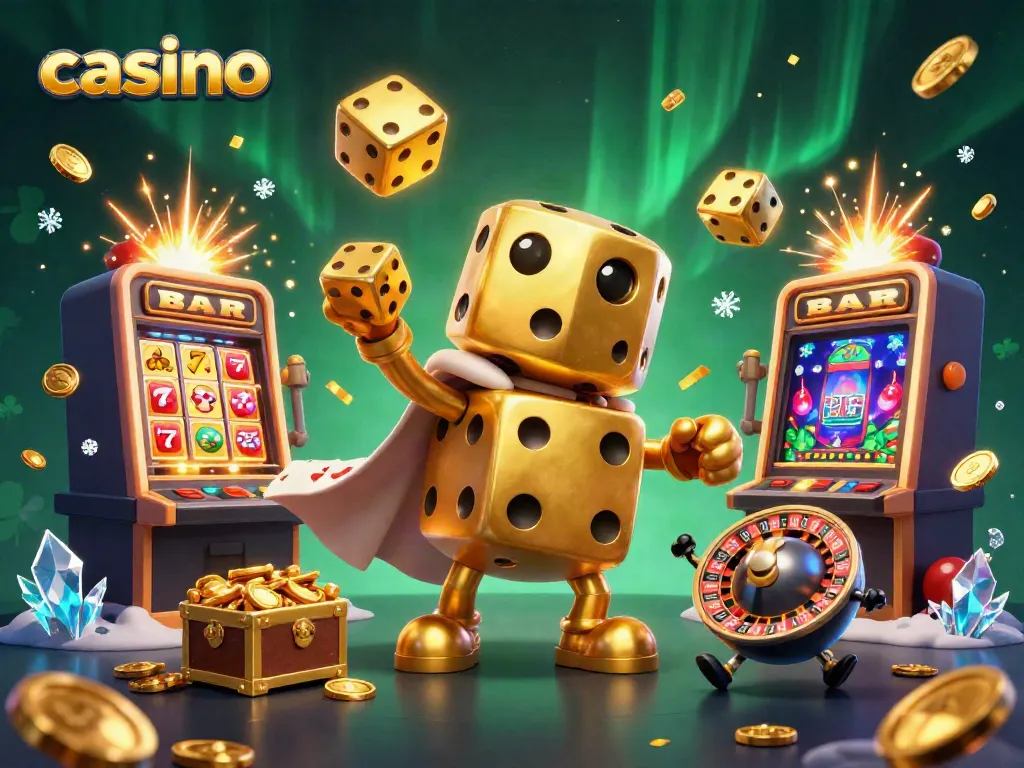 Engage with the rich casino experience featuring dynamic dice characters and slot machine jackpots