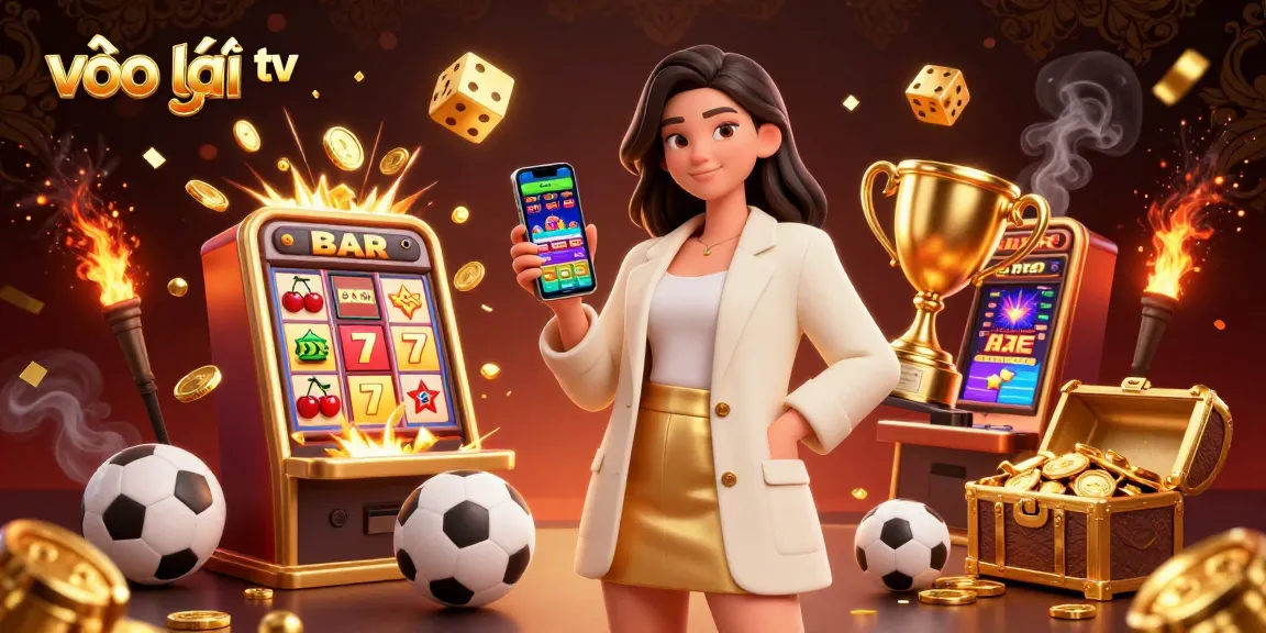 Experience an exciting match on vào lưới tv with a vibrant scene of gambling elements and a friendly host.