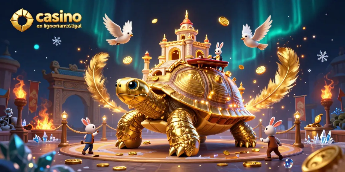 Découvrez le casino en ligne légal en France avec une tortue géante, un croupier lapin et des pièces d'or.