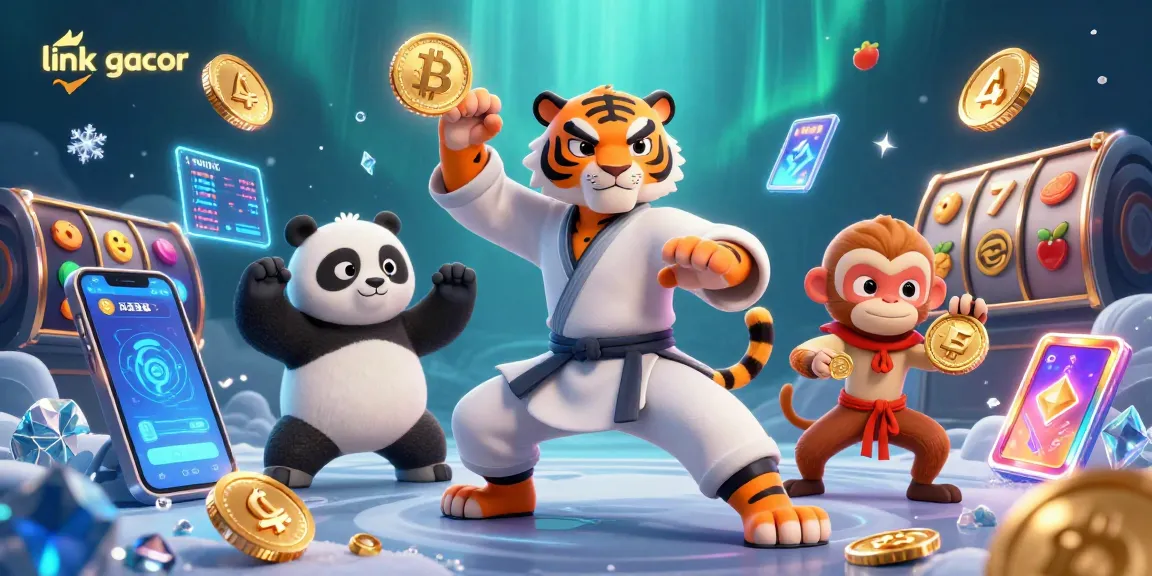 Experience the thrill of link gacor slot adventures with a dynamic 3D casino scene filled with animated characters.