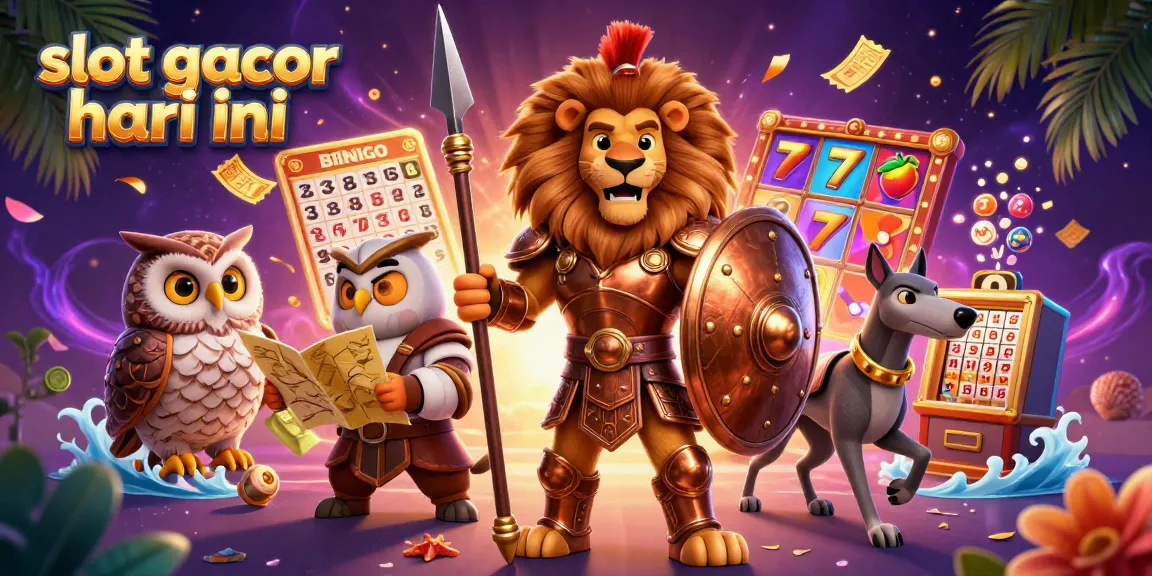Menangkan slot gacor hari ini dengan simbol mesin slot, jackpot, dan suasana kasino yang menggembirakan.