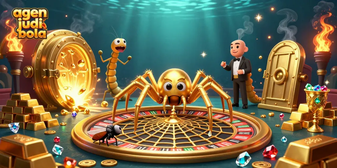 Engage with agen judi bola in this vibrant 3D illustration of a spider roulette scene.