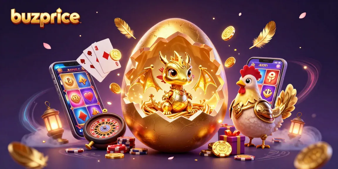 Experience the enchanting world of buzprice with golden dragon and poker elements in a vibrant casino setting.