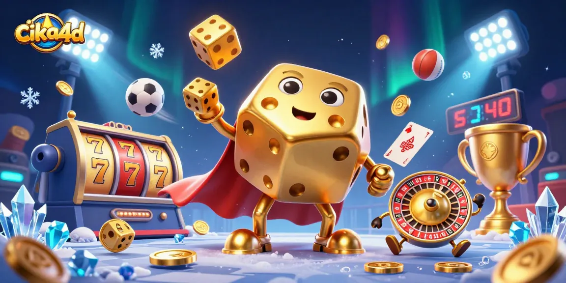 Experience thrilling gameplay with cika4d, featuring a dynamic golden dice golem and vibrant casino elements.