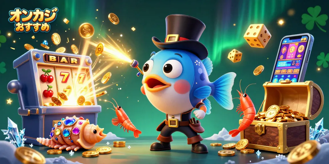 オンカジ おすすめのスロットゲームで金貨を引き寄せる深海のアンコウの3Dイラスト