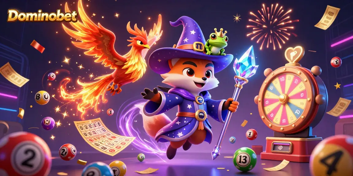 Experience the magical world of Dominobet with vibrant 3D characters engaged in thrilling online gambling.