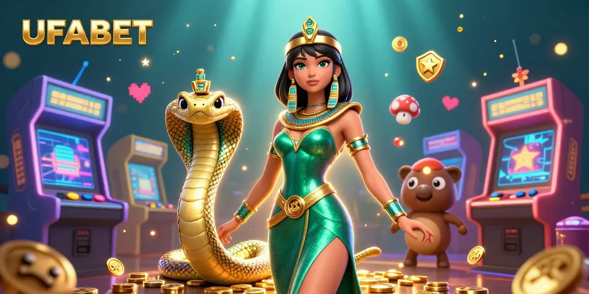 Play exciting games at UFABET with vibrant casino visuals and stunning characters in a dynamic scene.