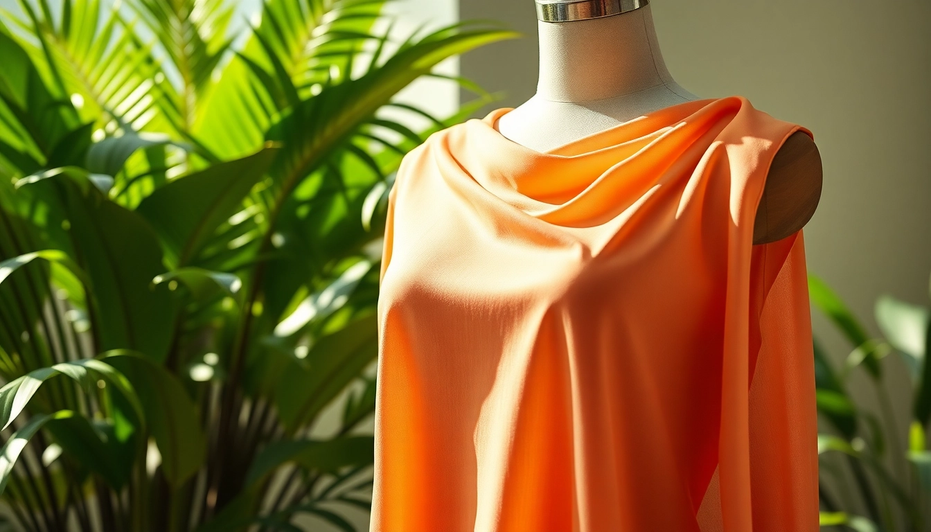 Viscose fashion fabric showcased in a trendy eco-friendly setting.