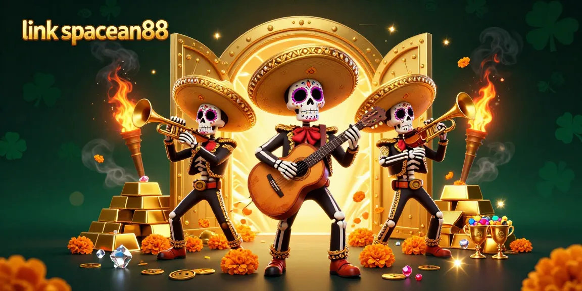 Experience the excitement of link spaceman88 with vibrant mariachi characters and riches in this colorful casino scene.