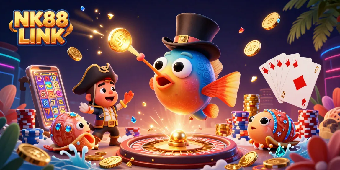 Spin and win with NK88 LINK featuring vibrant characters in a thrilling casino atmosphere.