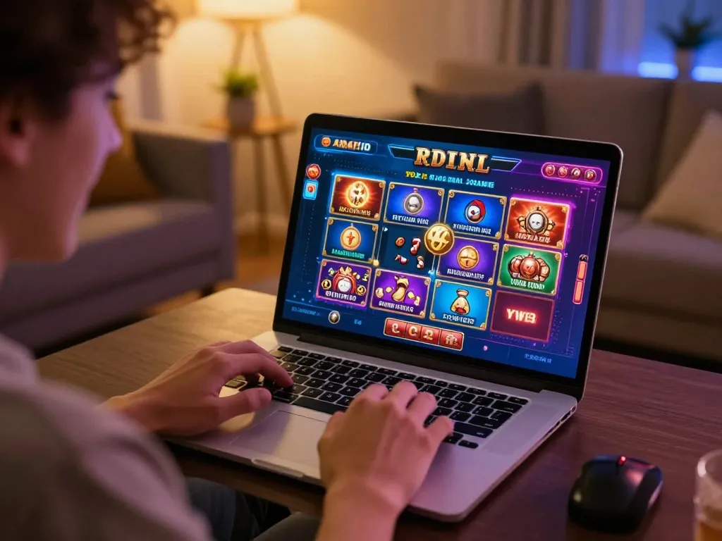 Embedded in a cozy online gaming environment, a player engages on the trang chủ 98win platform, showcasing an exciting casino experience.