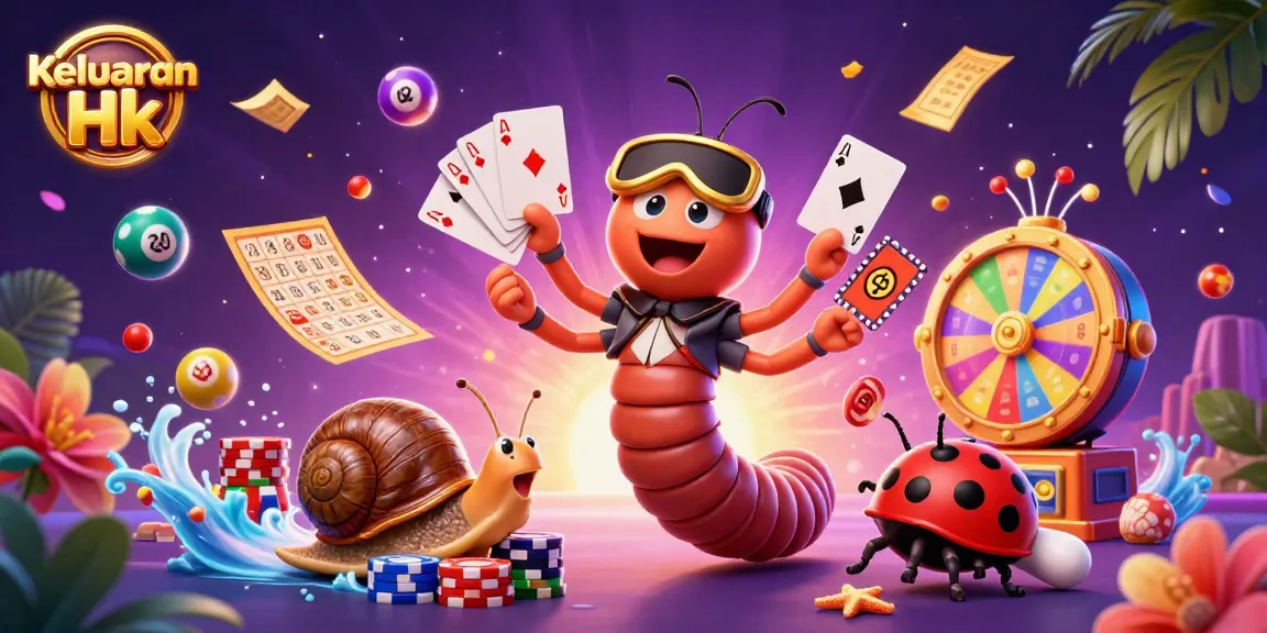 Engage with Keluaran Hk results through a dynamic 3D lottery scene featuring vibrant characters.