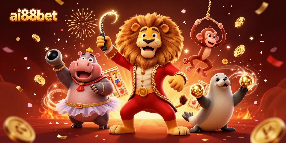Celebrate big wins with ai88bet's vibrant 3D scenes showcasing dynamic gameplay elements including slots and lucky symbols.