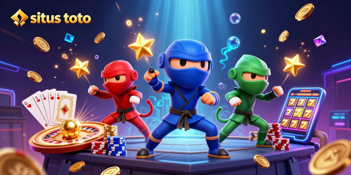 Menangkan situs toto dengan ninja chameleon bertarung di atap kasino, dikelilingi koin emas dan elemen perjudian lainnya